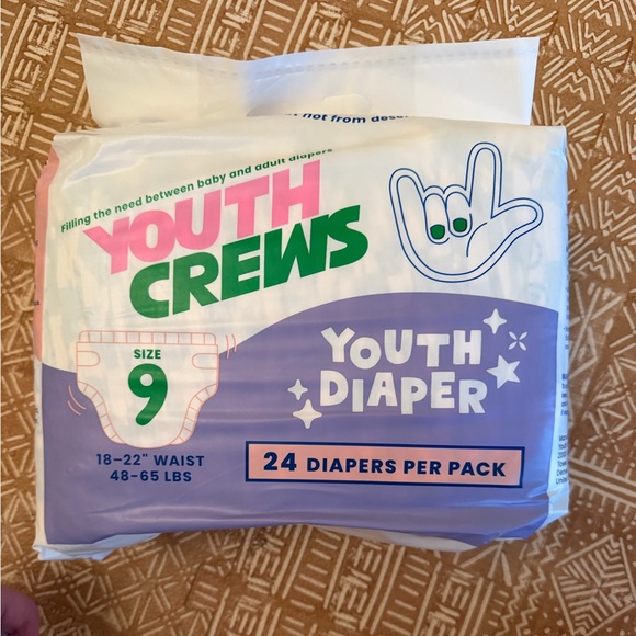 youth crews Other - Youth Crews Youth Diapers Size 9 – 24 Pack – New Sealed